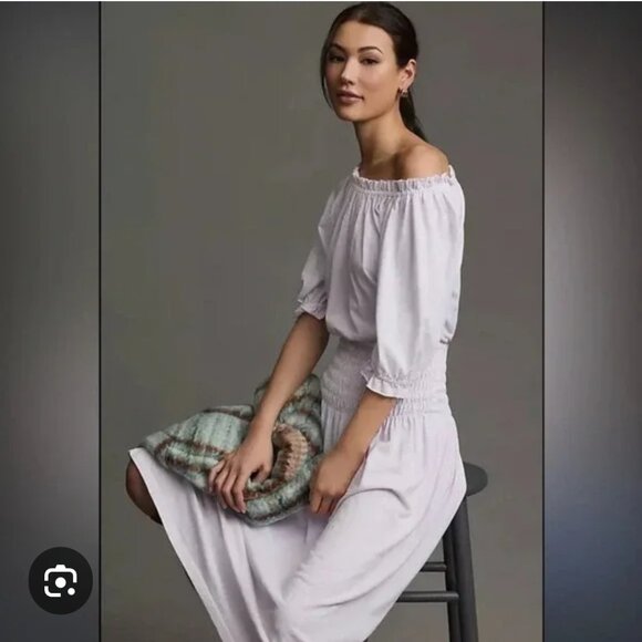 NWT SUNDRY Anthropologie Womens Midi Dress SZ Small Lilac Smocked Waist USA - Picture 1 of 12